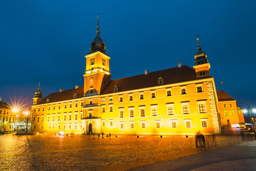 Fototapeta na wymiar Night view of the old town in Warsaw, Poland