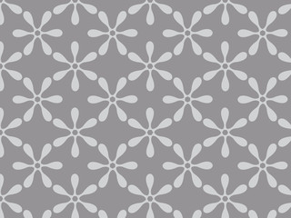 Vector pattern background . Repeating geometric flowers, monochrome stylish.