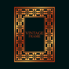 Retro ornamental golden frame. Flourished ornate border. Luxury elegant ornament. Vintage element. Template for design. Vector illustration