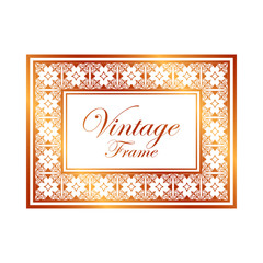Retro ornamental golden frame. Flourished ornate border. Luxury elegant ornament. Vintage element. Template for design. Vector illustration