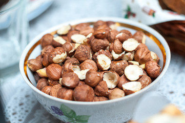 Hazelnuts in the bowl