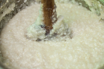 Mengrelian corn mamalica (ghomi). Georgian traditional food