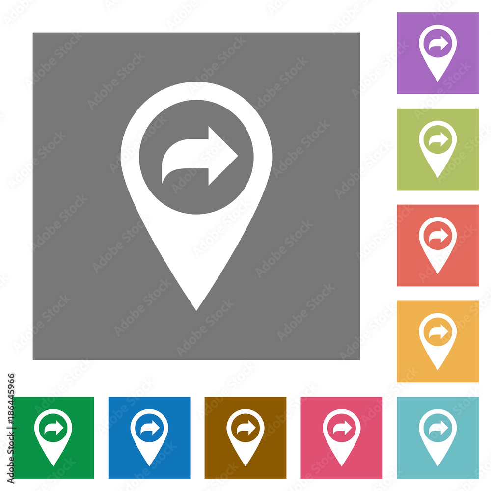 Poster Forward GPS map location square flat icons