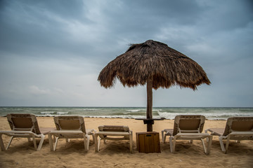 beach chairs looking toward horizon 
