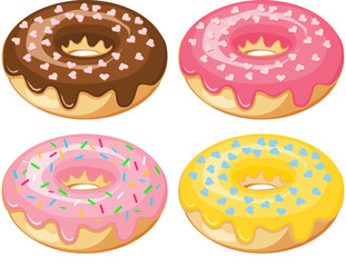 Collection of donuts isolated on white background. Donuts with chocolate frosting and sprinkles. Vector illustration. Home Interior Design Software Programs.
