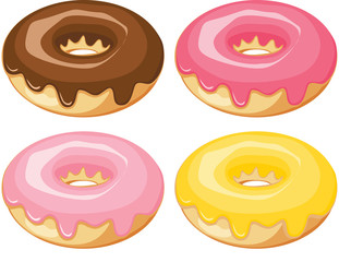 Collection of donuts isolated on white background. Donuts with chocolate frosting and sprinkles. Vector illustration. Home Interior Design Software Programs.