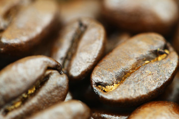 Closeup of roasted coffee beans
