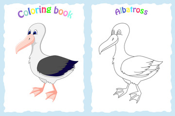 Obraz premium Coloring book page for preschool children with colorful albatross