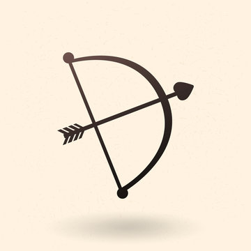 Vector Black Cupid Bow with Love Arrow Icon