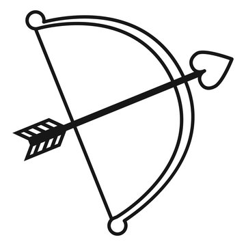 Vector Black Cupid Bow with Love Arrow Icon