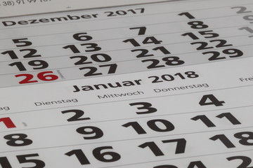 Kalender mit Tage und Monate