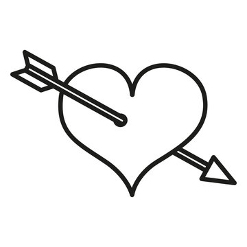 Vector Single Valentine Icon - Heart Pierced with an Arrow