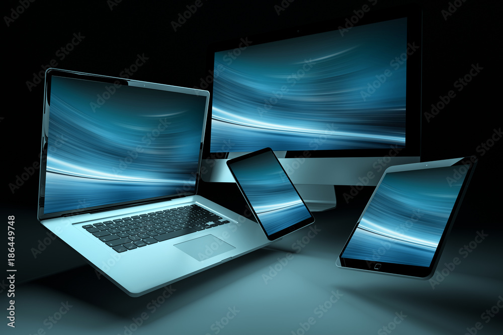 Aufkleber modern digital silver tech device 3d rendering