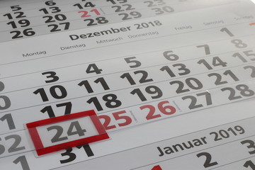 Kalender mit Tage und Monate