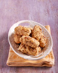 Pecan log cookies on plate