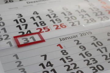 Kalender mit Tage und Monate