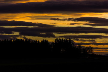 Autumn sunset in czech countryside