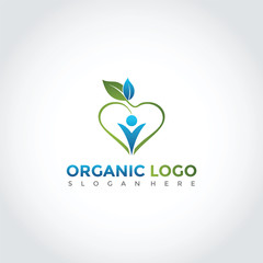 Organic Love Leaf and People Logo Design. Vector Illustrator Eps. 10