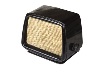 Old retro radio from the fifties on the white background