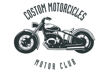 Vintage Motor Club Sign and Label on white background. Emblem of bikers and riders.	