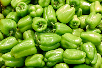 Fototapeta na wymiar Green peppers on the market