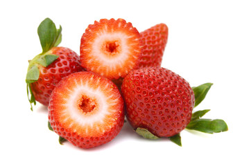 Fresh strawberries isolated on white background.