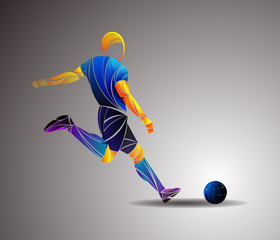 Stylized, geometric soccer player