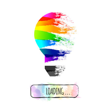 Creative idea and loading concept with light bulb made of colorful paintbrush stroke