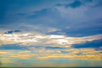 beautiful nice blue and orange sky and could in sunset