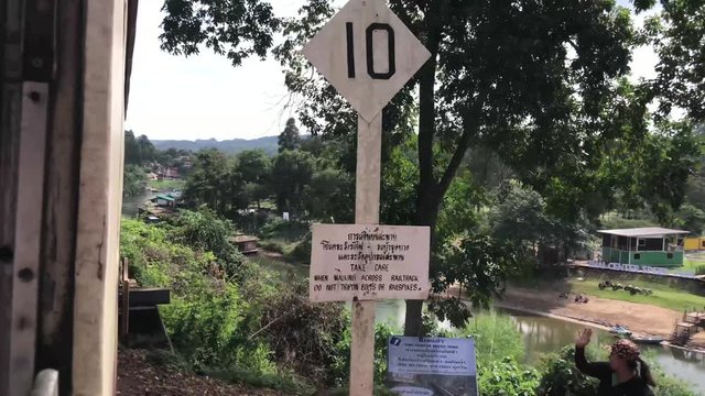View from the train on the Death Railway passing by the Dangerous Curve in Lum Sum Kanchanaburi Thailand