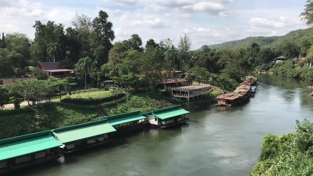 View from the train on the Death Railway passing by the Dangerous Curve in Lum Sum Kanchanaburi Thailand