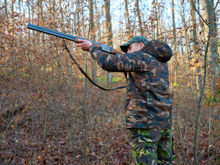 Hunter with shotgun