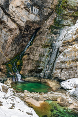 Savica Waterfall in winter, Bohinj, Slovenia