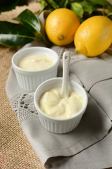 lemon yogurt with fruit around