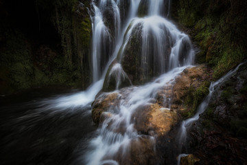 Water in motion at Tobera waterfall in Burgos