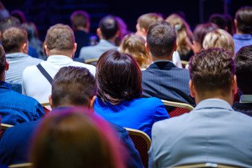 Obraz premium People attend business conference in the congress hall
