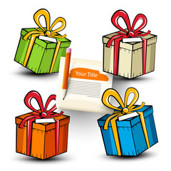 Paper Gift Boxes Set Isolated on White Background. Vector Present Box.