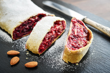 Cherry strudel with almond