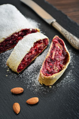Cherry strudel with almond
