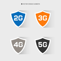 Web icons of 2G 3G 4G 5G technology