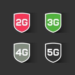 Web icons of 2G 3G 4G 5G technology