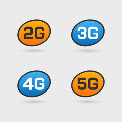 Web icons of 2G 3G 4G 5G technology