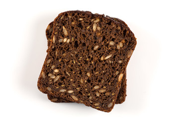 Black bread slice isolated