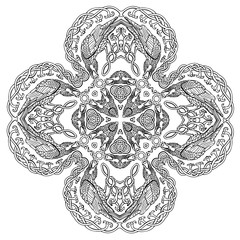 Naklejka premium Vector illustration of Celtic knot viking ravens cross black and white 