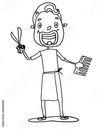 Barber Hairdresser Ilration Cartoon Drawing And White Barber Hairdresser Ilration Cartoon Drawing And White Background