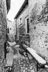 Santo Stefano di Sessanio, Italy - The small and charming medieval stone village, in Gran Sasso National Park, Abruzzo region, at 1250 meters, almost destroyed by an earthquake