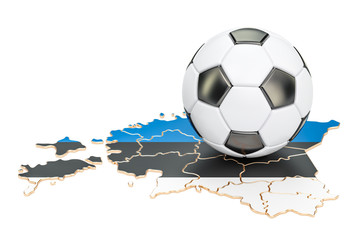 Football ball with map of Estonia concept, 3D rendering