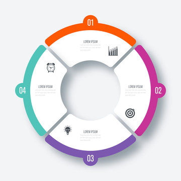 Infographics template 4 options with circle