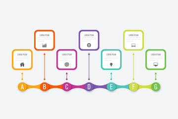 Business infographic template with 7 steps