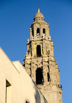 California bell tower and dome at the entrance of Balboa park - 3